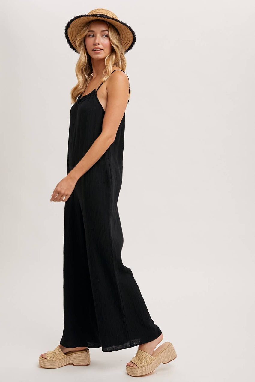 Sleeveless Scoop Back Ruffled Jumpsuit