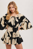 Floral Print Bell Sleeve Romper