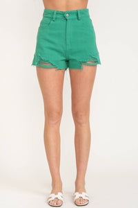 High-Waisted Preppy Denim Shorts