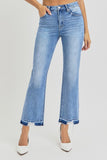 High Rise Distressed Shadow Hem Straight Jeans