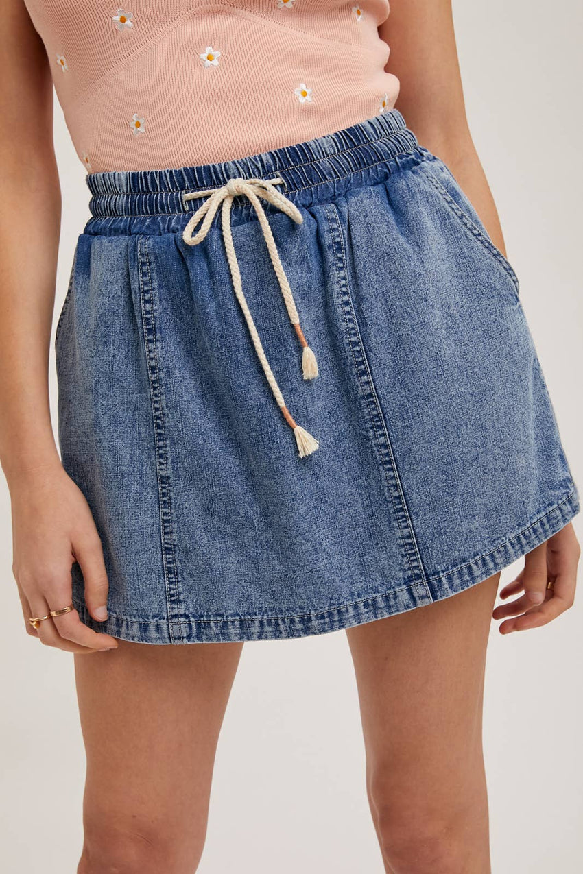 Denim Drawstring Skorts