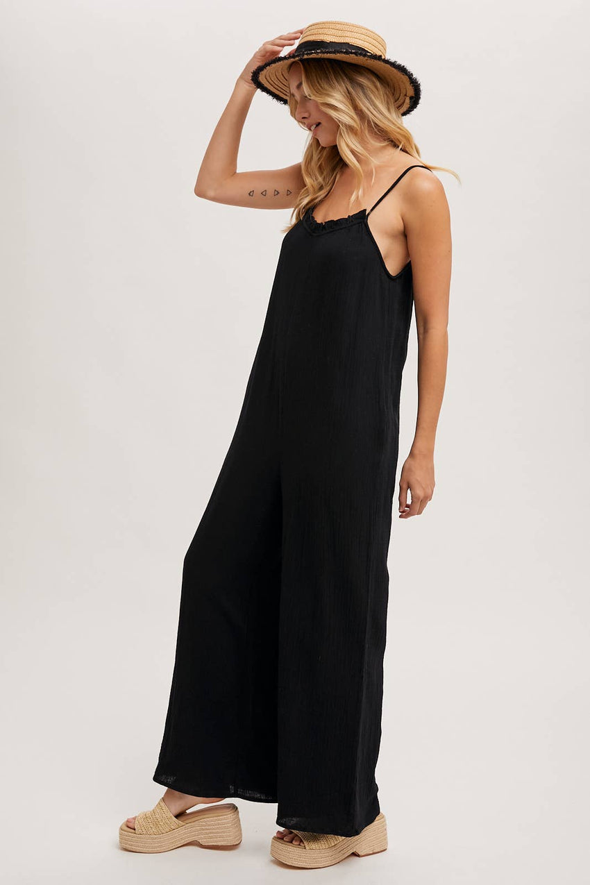 Sleeveless Scoop Back Ruffled Jumpsuit
