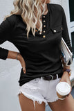 Long Sleeve Snap Button Henley Top