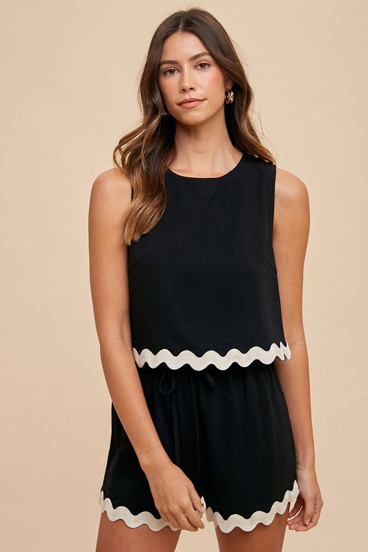 Ric Rac Trim Detailed Top and Short Set