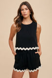 Ric Rac Trim Detailed Top and Short Set