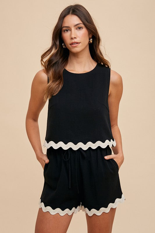 Ric Rac Trim Detailed Top and Short Set