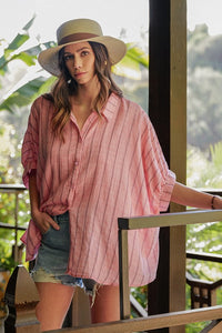 Oversized Drop Shoulder Woven Blouse