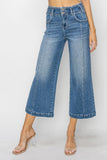 High Rise Front Seam Crop Wide Leg