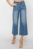 High Rise Front Seam Crop Wide Leg