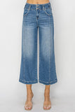 High Rise Front Seam Crop Wide Leg