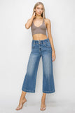 High Rise Front Seam Crop Wide Leg