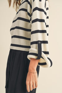 Striped Roll up Sleeve Top