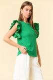 Crewneck Popline Ruffle top