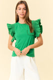 Crewneck Popline Ruffle top