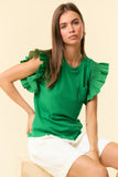 Crewneck Popline Ruffle top