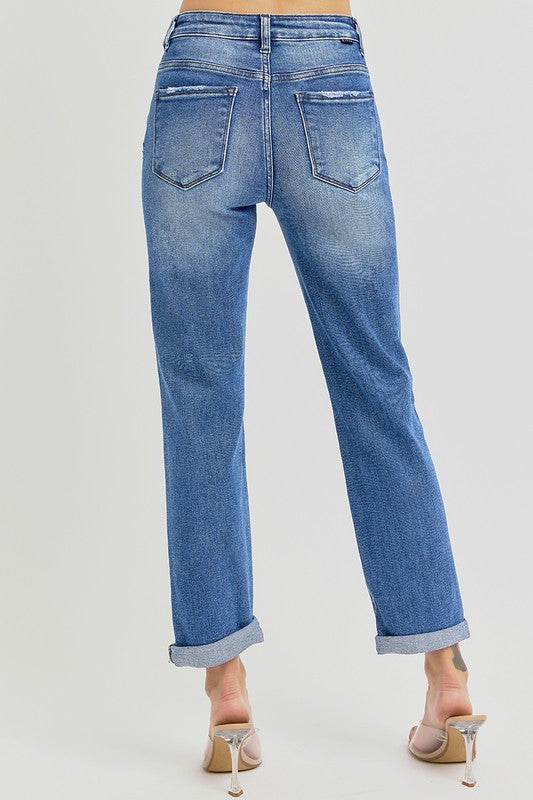 High Rise Crop GF Roll up Jeans