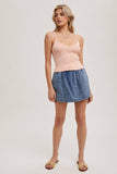 Denim Drawstring Skorts