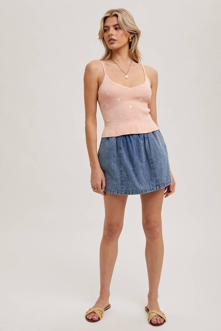 Denim Drawstring Skorts