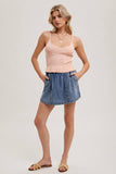 Denim Drawstring Skorts