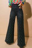 Washed Denim Embellished Pants