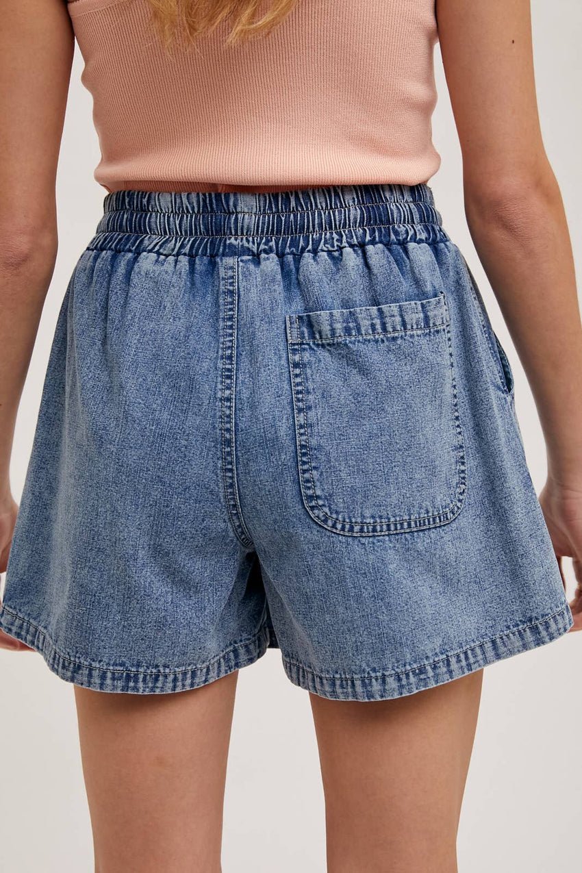 Denim Drawstring Skorts