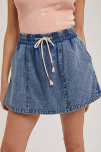 Denim Drawstring Skorts