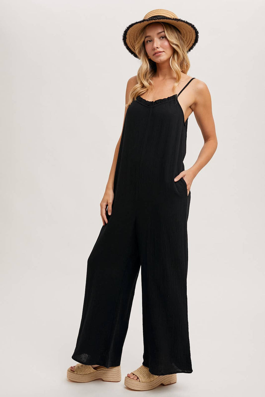 Sleeveless Scoop Back Ruffled Jumpsuit