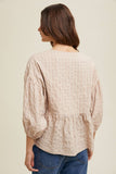 Striped Balloon Sleeve Top