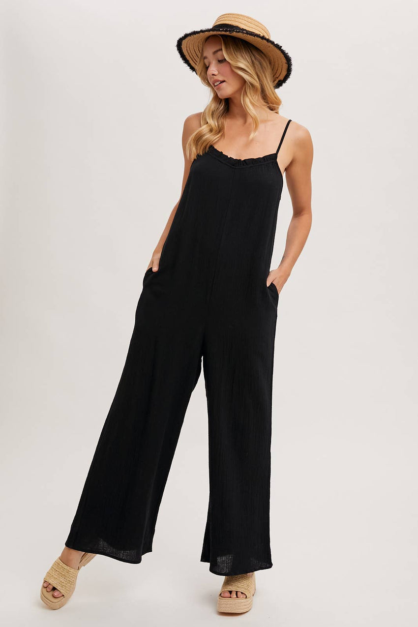 Sleeveless Scoop Back Ruffled Jumpsuit