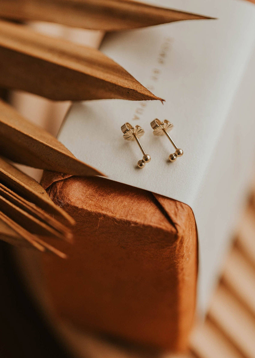 HA2 Double Dot Studs | 14kt Gold Fill + Sterling Silver