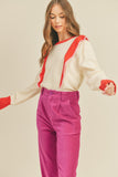 Ruffle Front Knit Pullover
