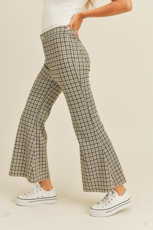 Plaid Patterned Flare Pants