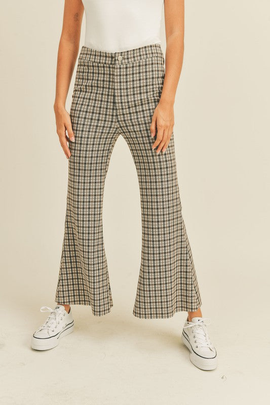 Plaid Patterned Flare Pants