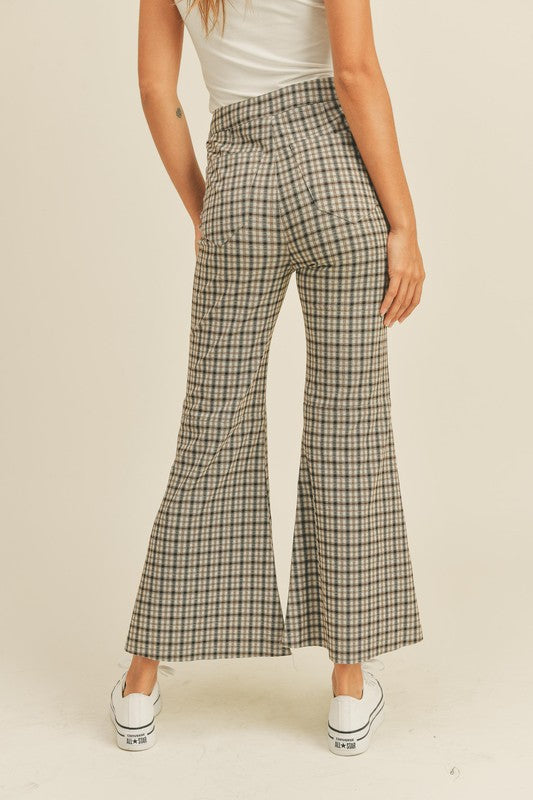 Plaid Patterned Flare Pants